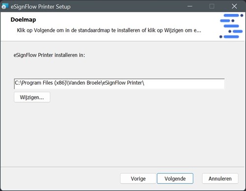Screenshot eSignFlow installatie stap 2
