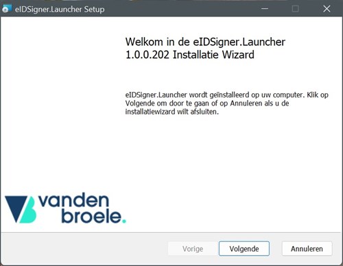Screenshot eID-Signer installatie stap 1